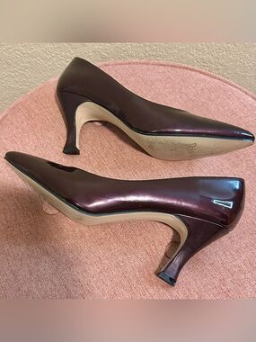 Premiere Patent Pointed Pumps in Plum